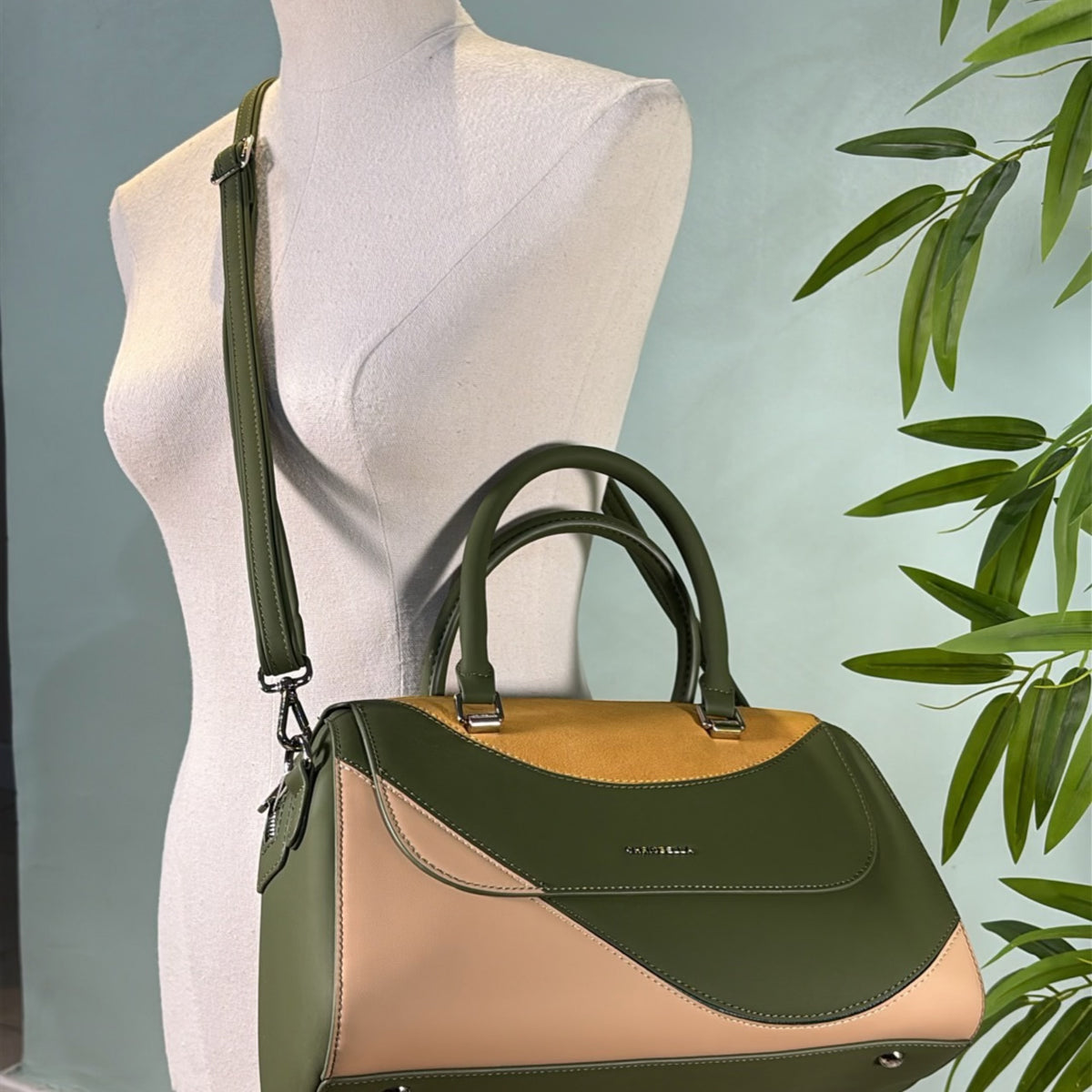 Chrisbella 3-Color Pattern Bag In Green