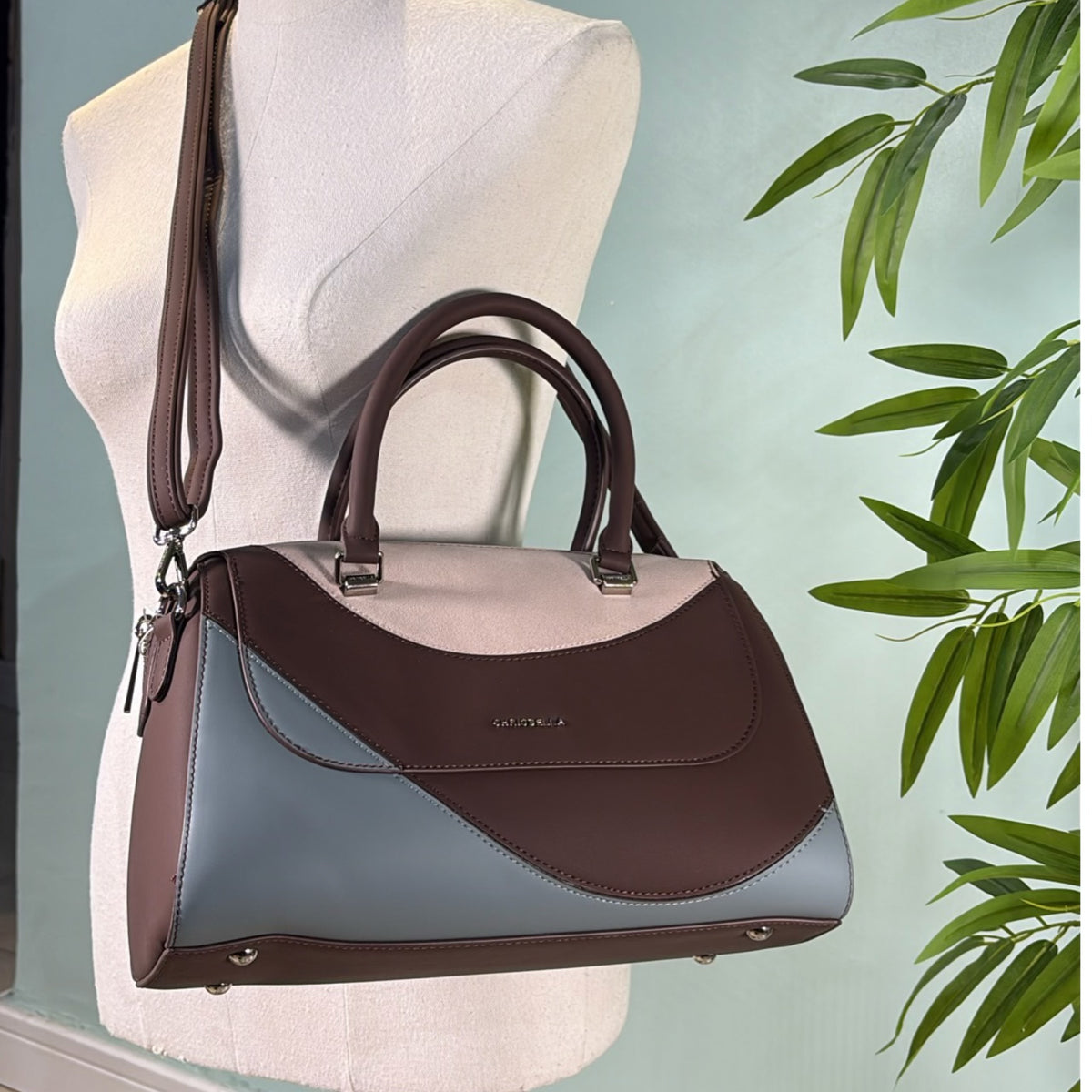 Chrisbella 3-Color Pattern Bag In Coffee