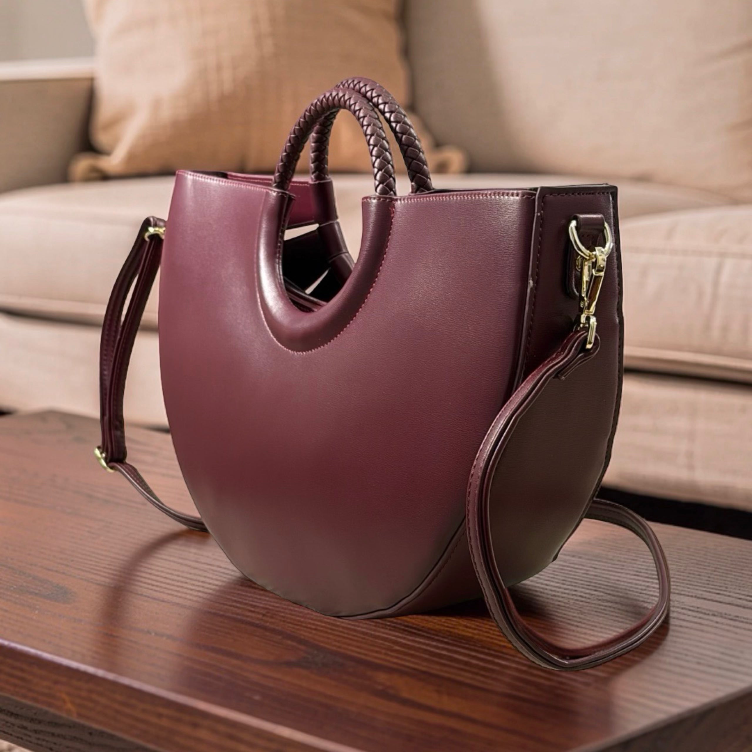Chrisbella Half-Circle Bag in Burgundy