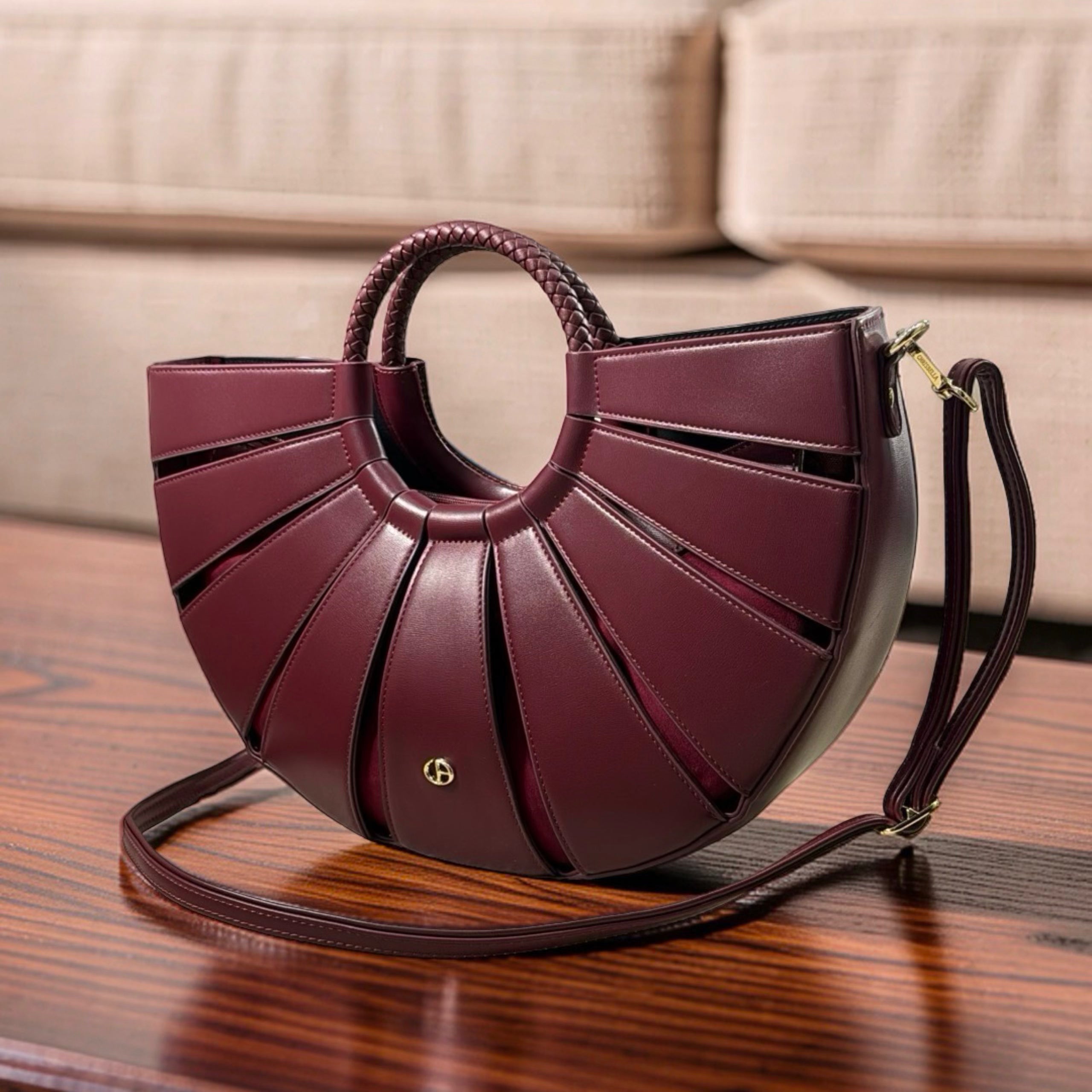 Chrisbella Half-Circle Bag in Burgundy