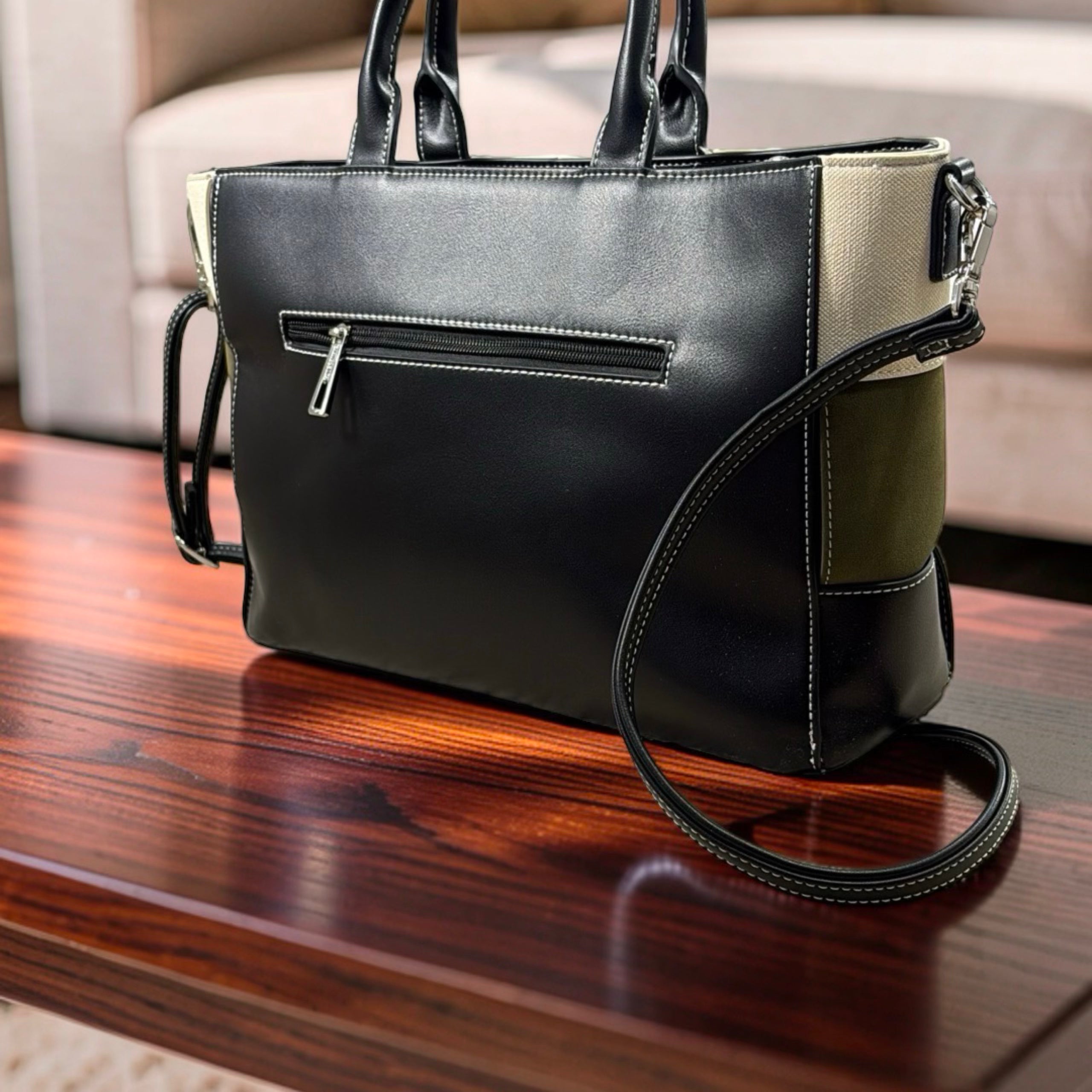 Chrisbella Mat Deisgn Bag in Black Contrast