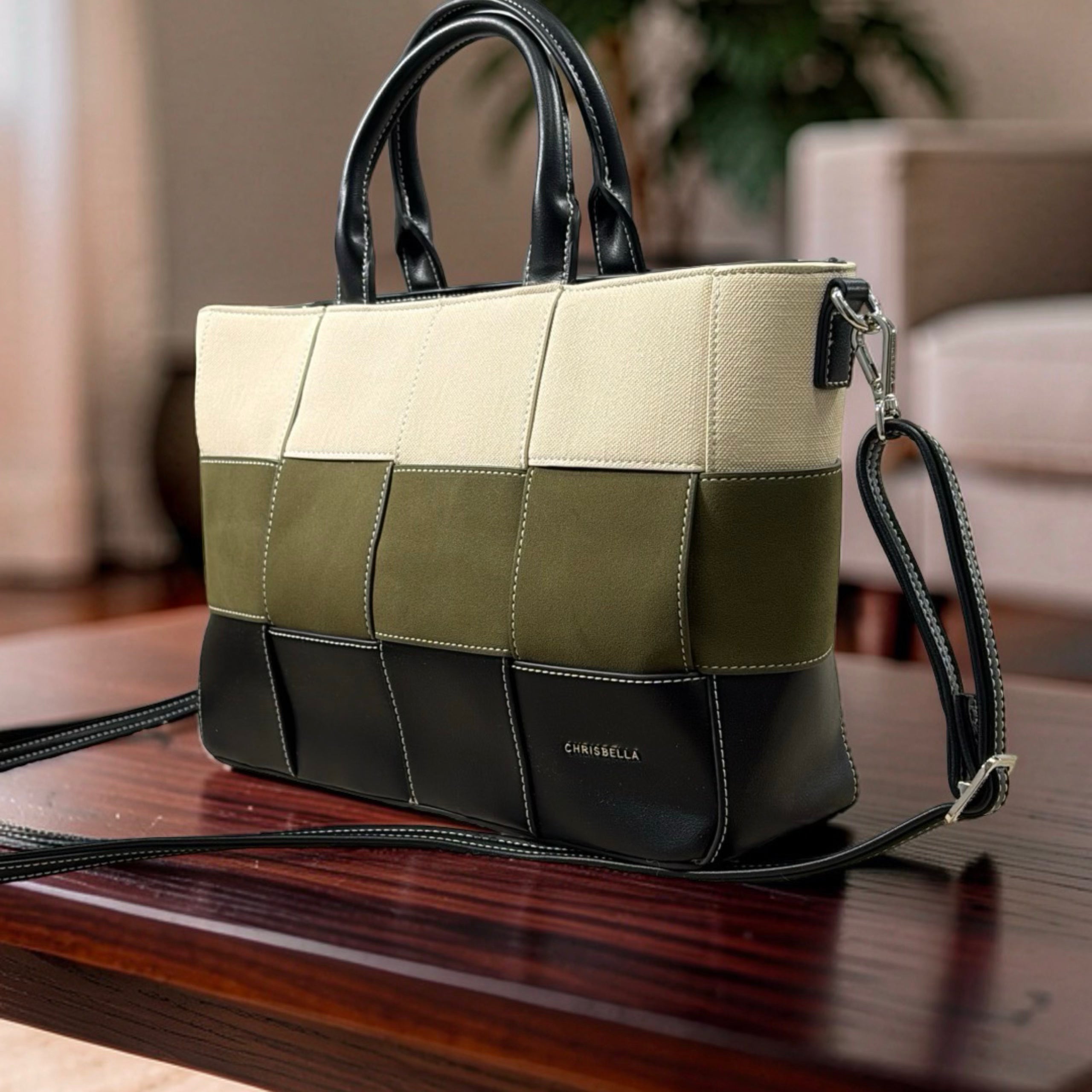 Chrisbella Mat Deisgn Bag in Black Contrast