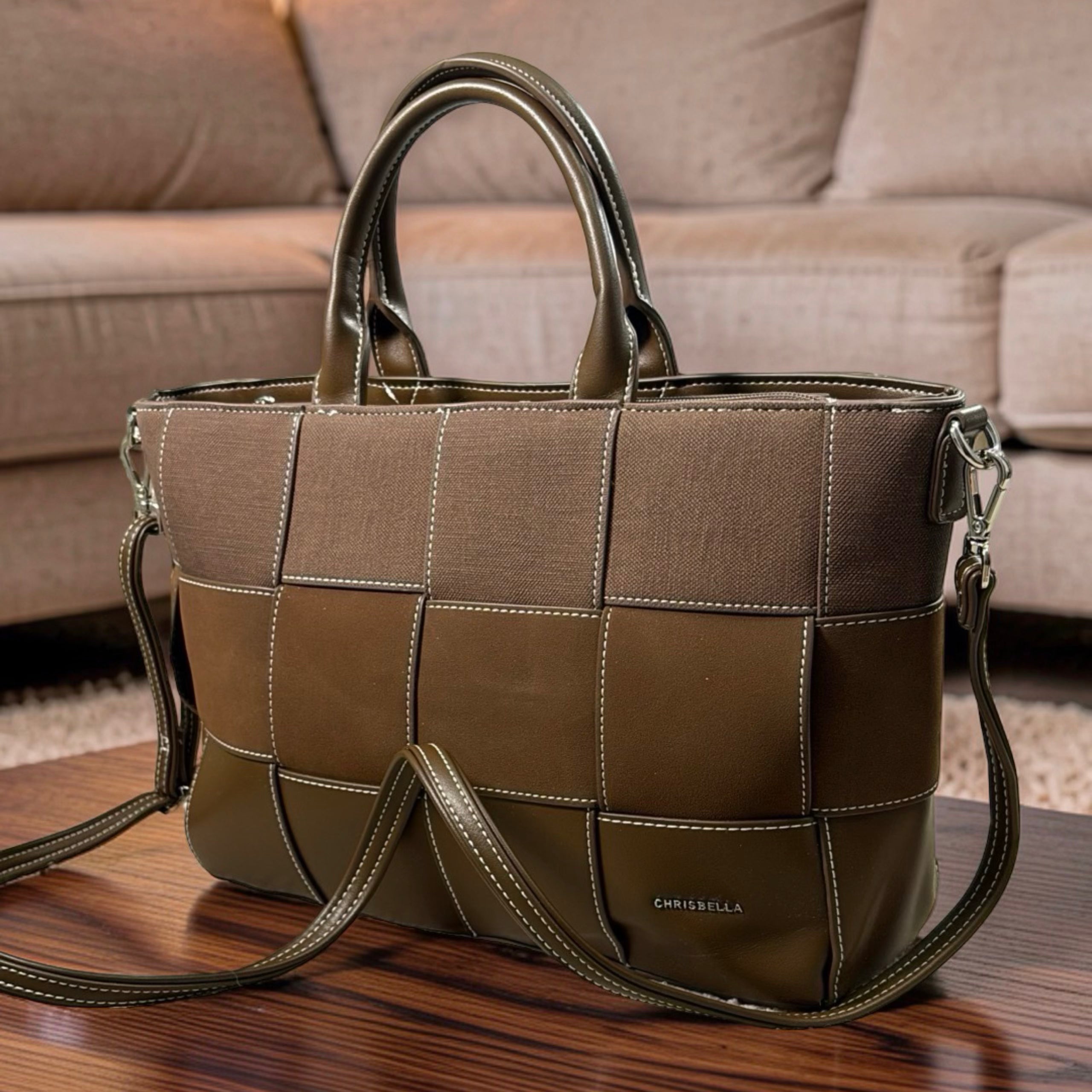 Chrisbella Mat Design Bag in Coffee