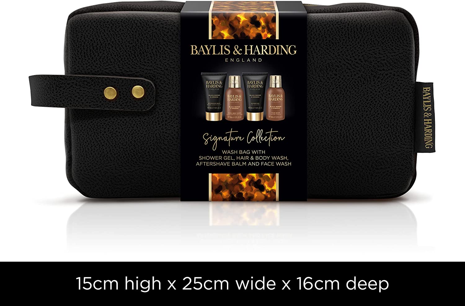 BAYLIS & HARDING BLACK PEPPER & GINSENG LUXURY WASH BAG GIFT SET - VEGAN FRIENDLY