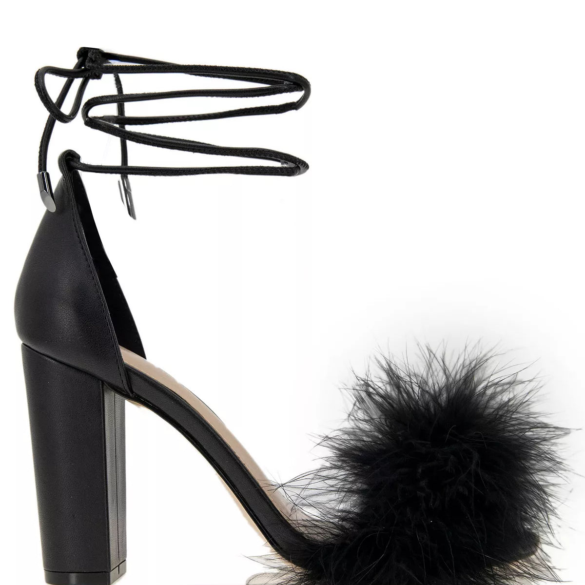 Block heels with fur sale