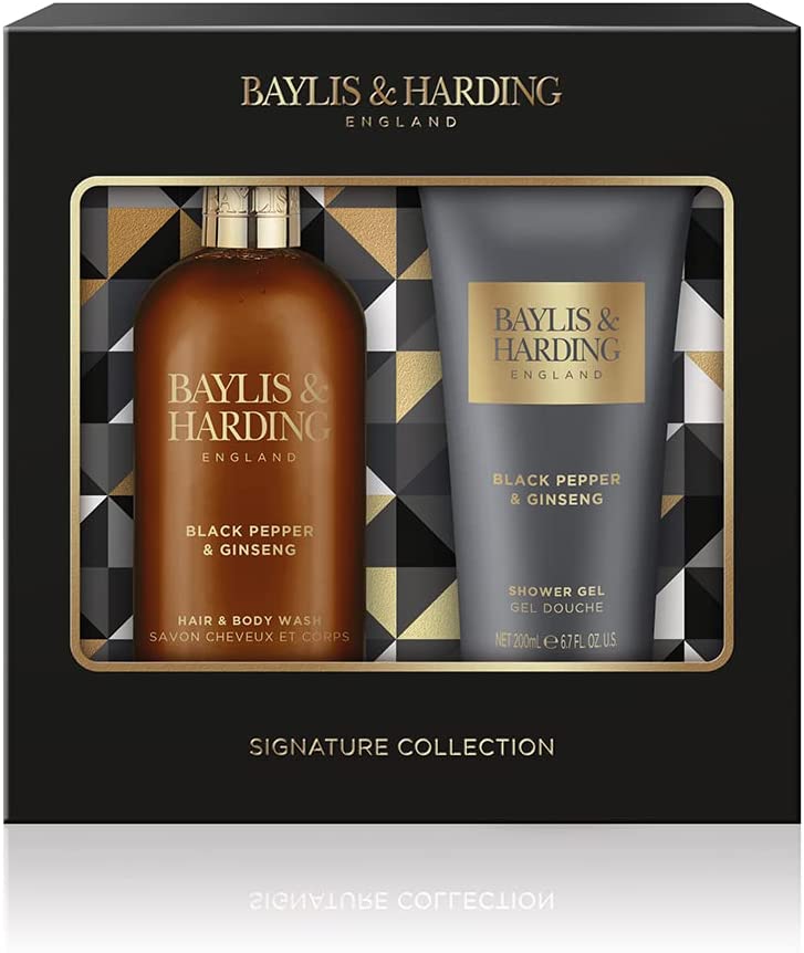 BAYLIS & HARDING SIGNATURE MEN'S BLACK PEPPER & GINSENG LUXURY BATHING DUO GIFT SET