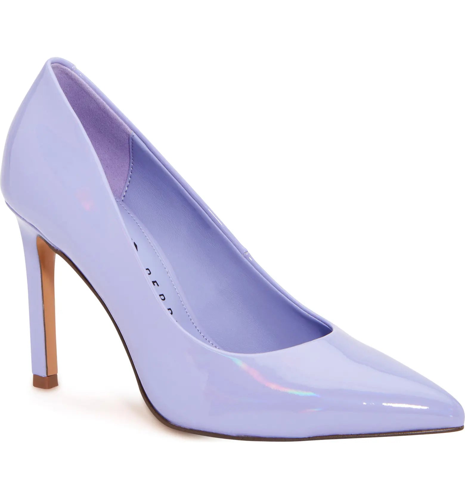 KATY PERRY LILAC PATENT LEATHER CARAMEL POINTED TOE PUMP