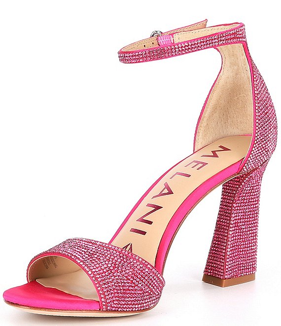 ANTONIO MELANI FUCHSIA EMBELLISHED BLOCK HEEL SANDAL