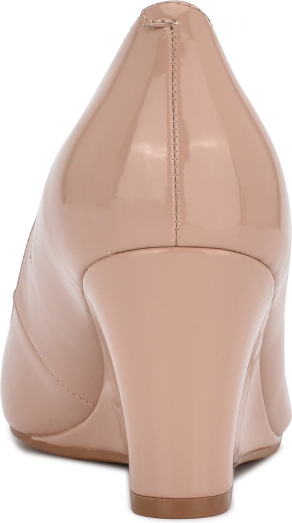 NINE WEST BLUSH PATENT PEEEP TOE WEDGE