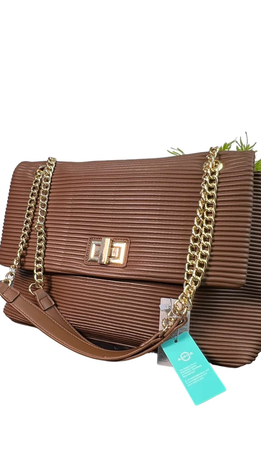 CHRISBELLA COFFEE CLASP DETAIL CHAIN HANDLE BAG