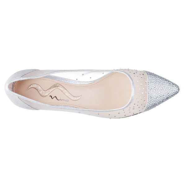 NINA SILVER STUDDED MESH DETAIL PUMP