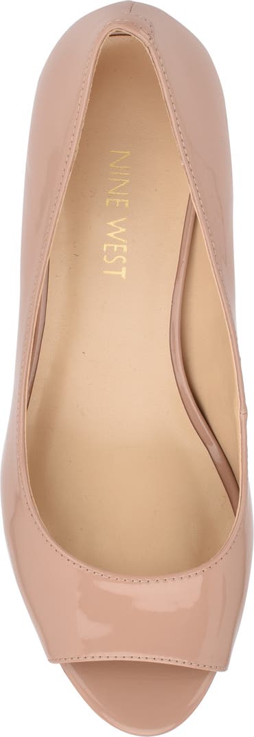 NINE WEST BLUSH PATENT PEEEP TOE WEDGE