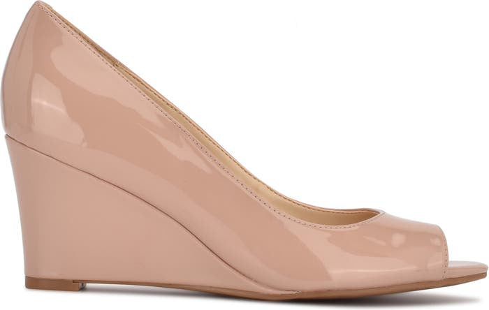 NINE WEST BLUSH PATENT PEEEP TOE WEDGE