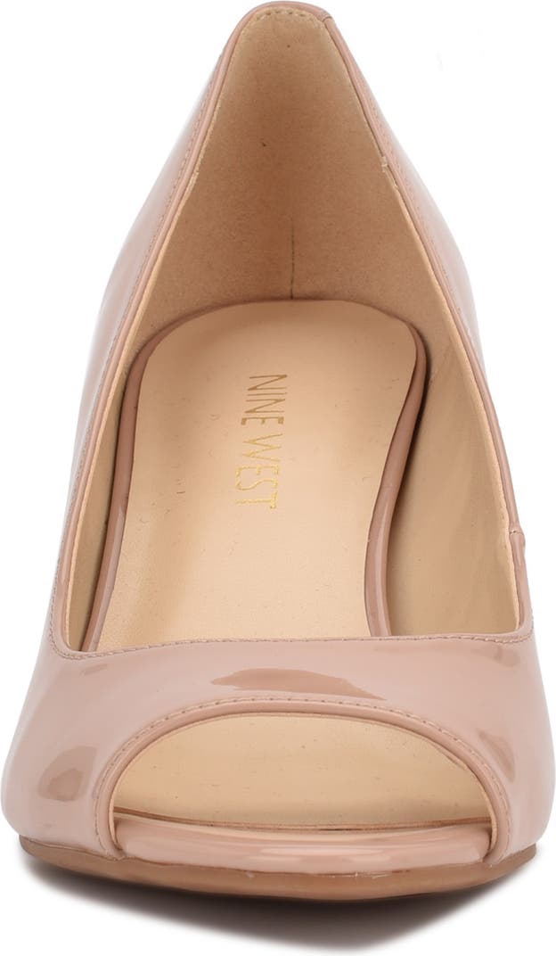 NINE WEST BLUSH PATENT PEEEP TOE WEDGE